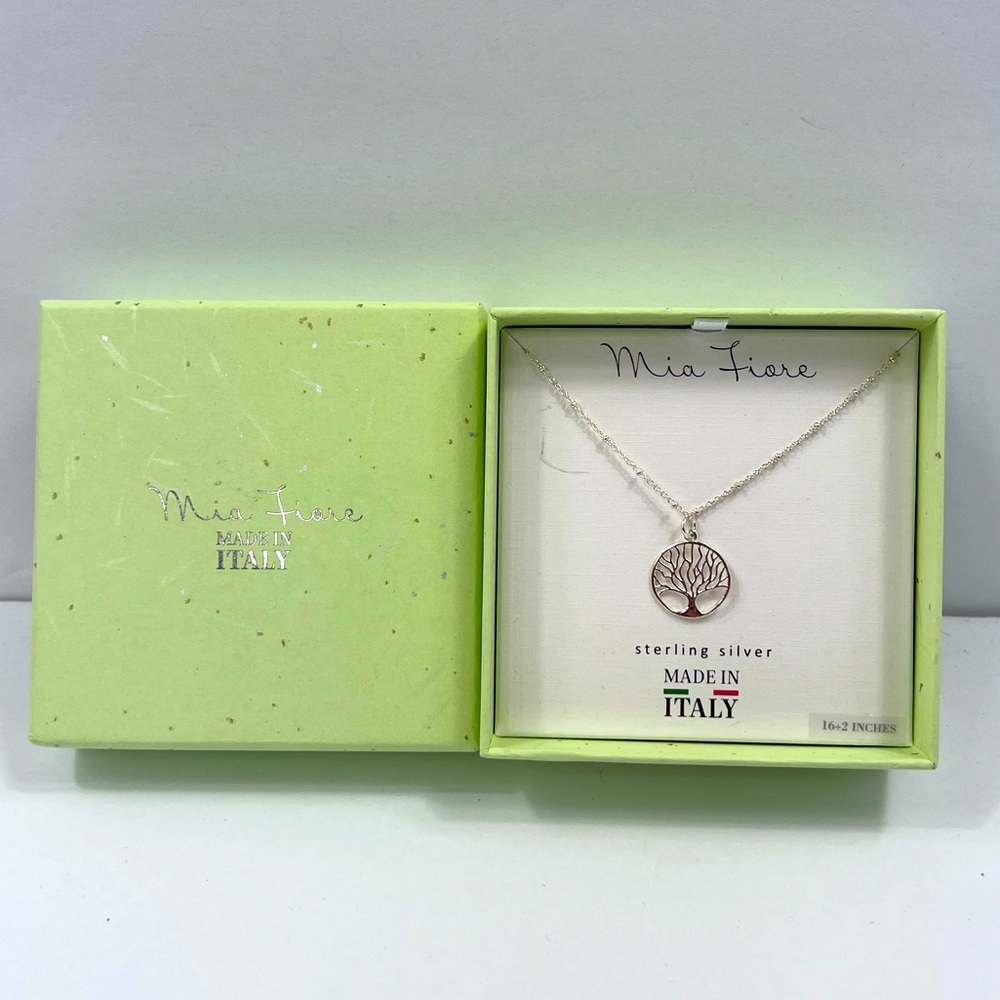 MÍA FIORE,ITALIAN STERLING SILVER TREE OF LIFE NECKLESS,925 STAMPED, 16+2 inches